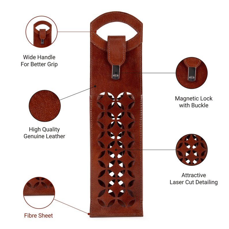 luxury gift Wine Tote Travel Bag Leather One Bottle Wine Messenger Bag Carrier Insulated interior