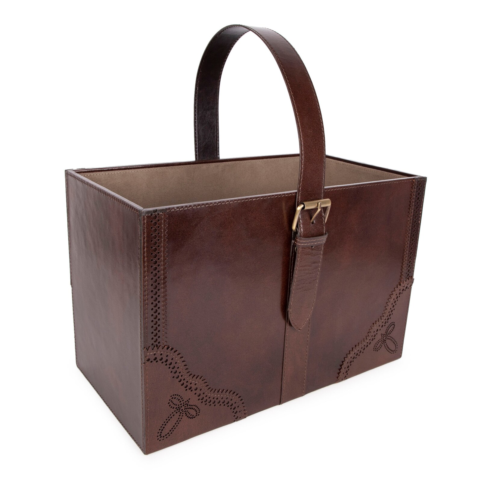 Genuine Leather Magazine Holder and Paper Storage Bin Basket Etsy