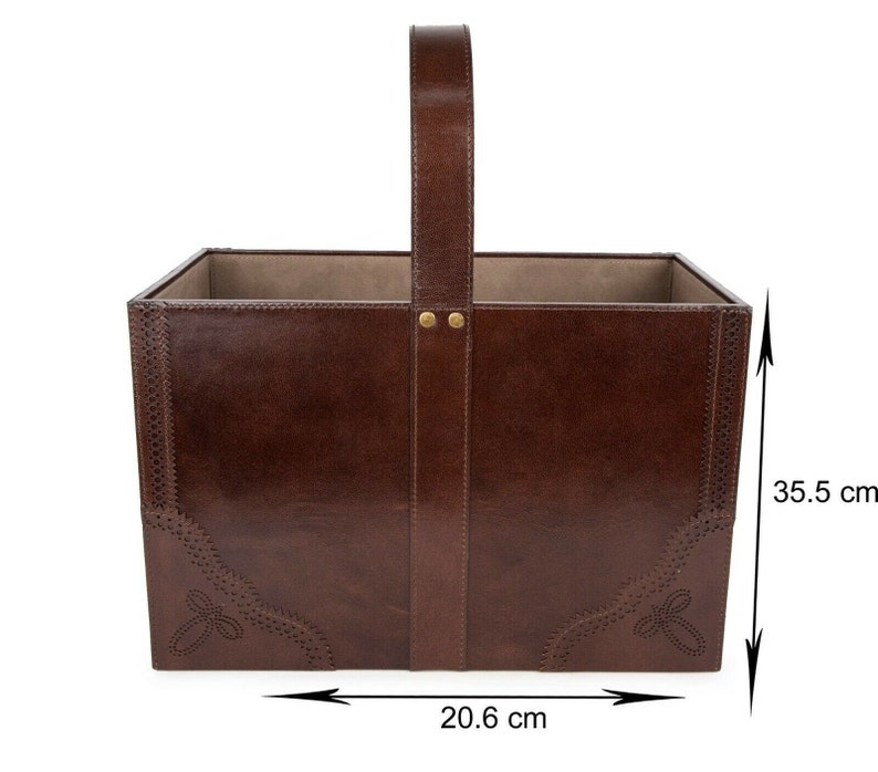 Genuine Leather Magazine Holder and Paper Storage Bin Basket Etsy
