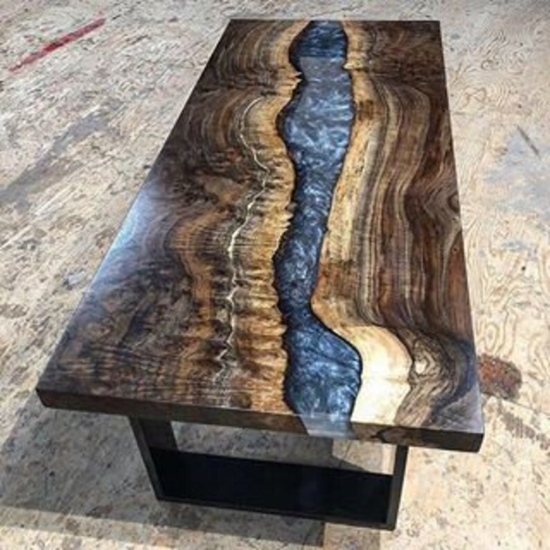 Epoxy Resin Dining and Coffee Table Live Edge Custom Made Etsy