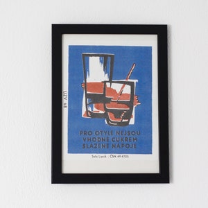 Risograph print, Drinks- Czechoslovak matchbox sticker.