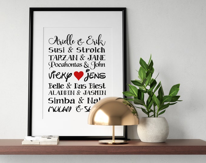 Disney Hochzeitsgeschenk Poster für Brautpaar und Jahrestag Etsy.de