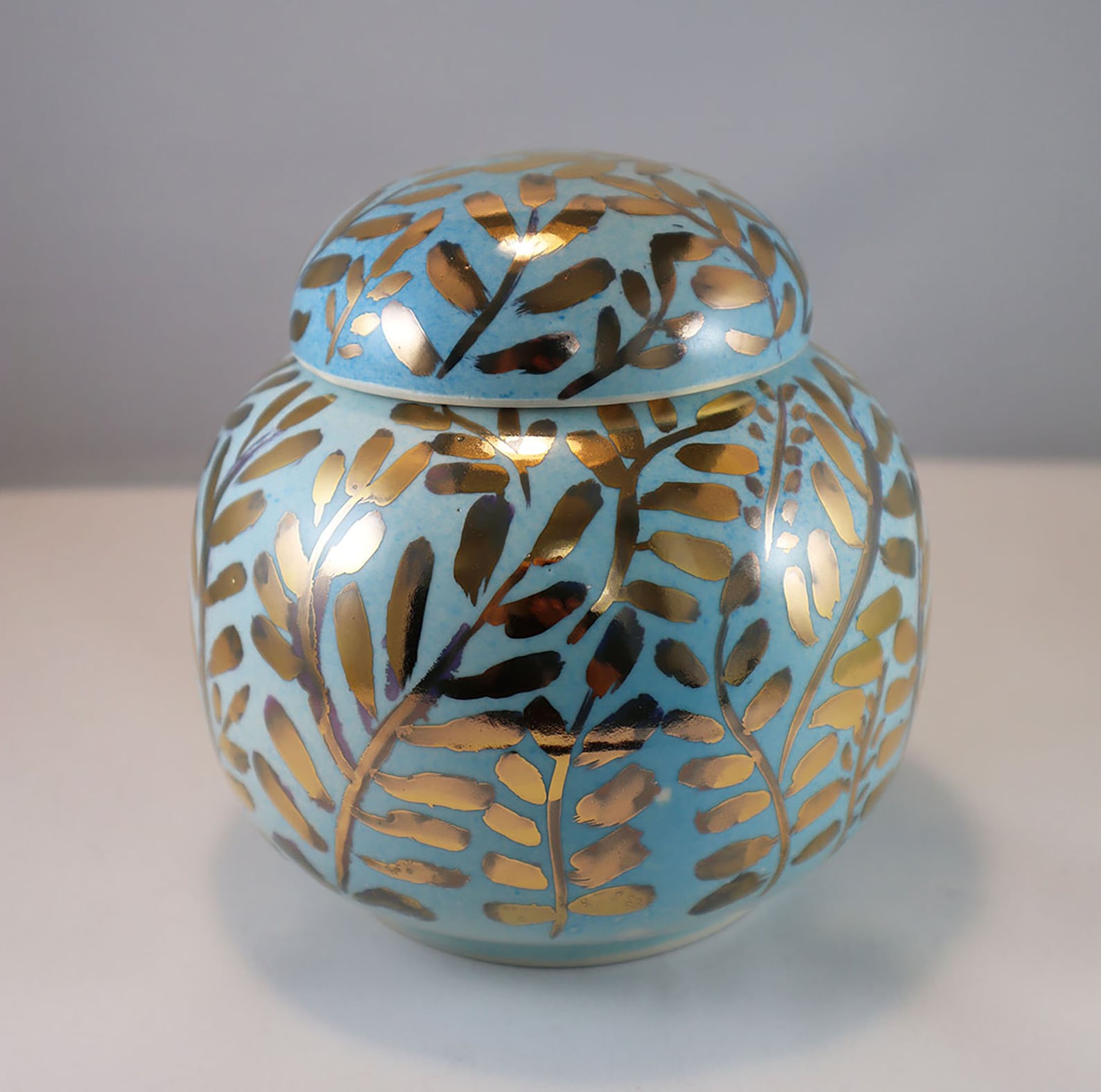 Unique, Handmade, Ceramic Pet Urn, Golden Pet Urn, Pottery Ash Urn, Pet Urn for Ashes, Small