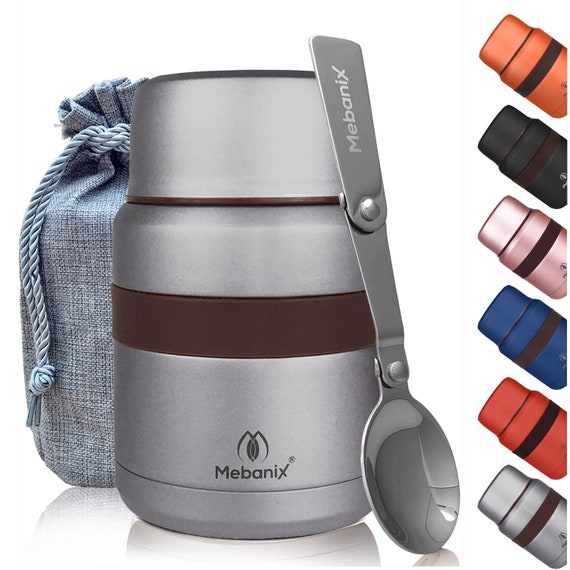 Best Soup Thermos Stainless Steel Food Jar + Folding Spoon - Triple Wall  Vacuum Insulated - Hot Soup & Cold Meals Storage Container Jar - Lunch