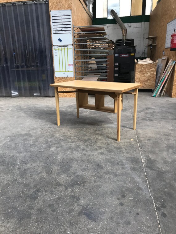 Wooden Dining Kitchen Table Minimal Scandanavian Office Desk Honey