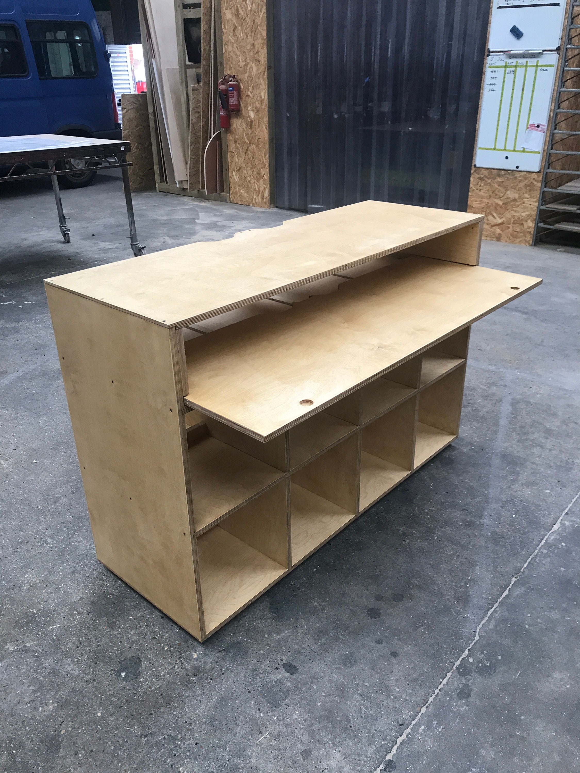 Wooden DJ Booth Storage Unit Desk Honey Stained Birch Etsy UK