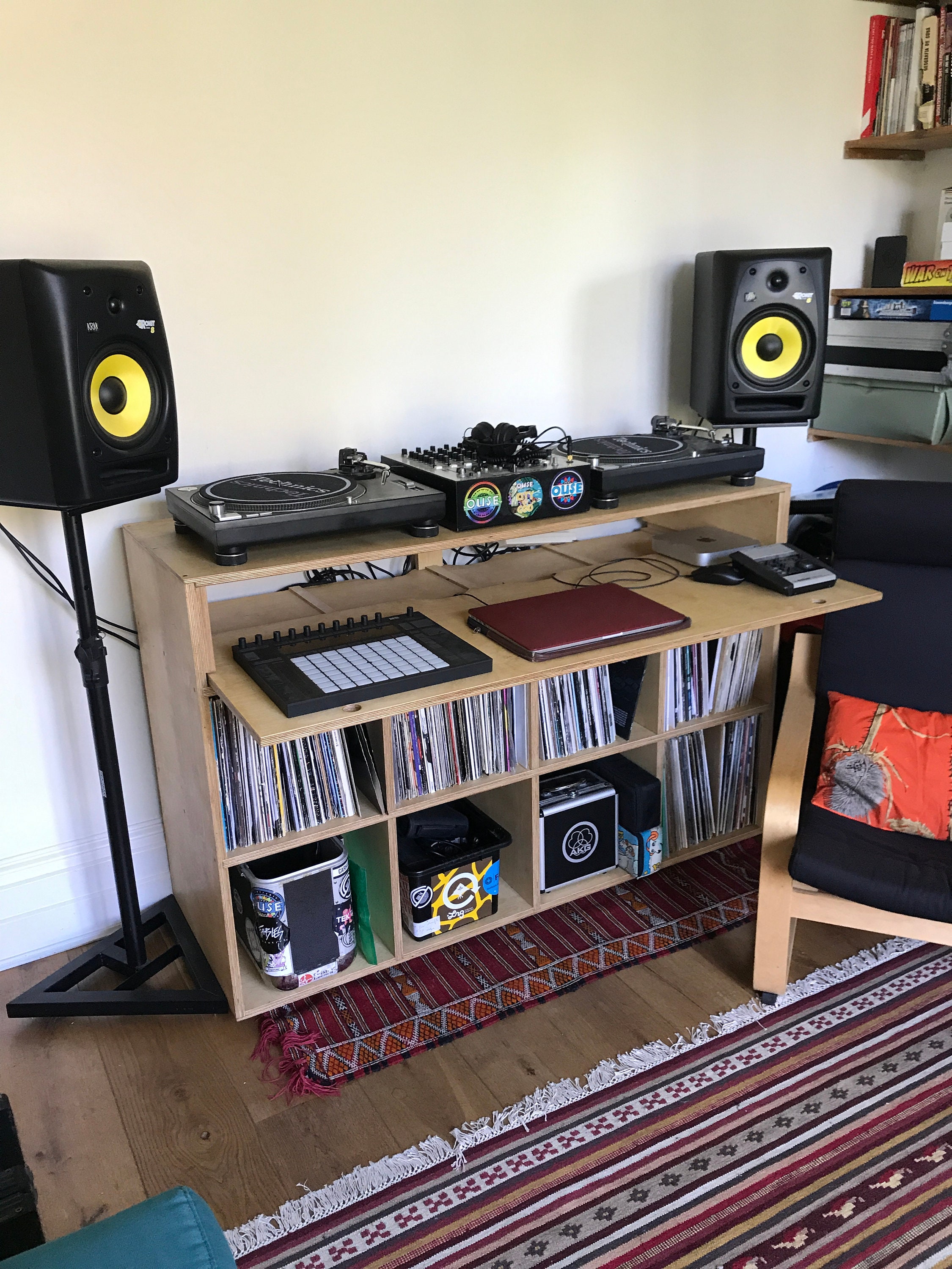 Wooden DJ Booth Storage Unit Desk Honey Stained Birch Etsy UK
