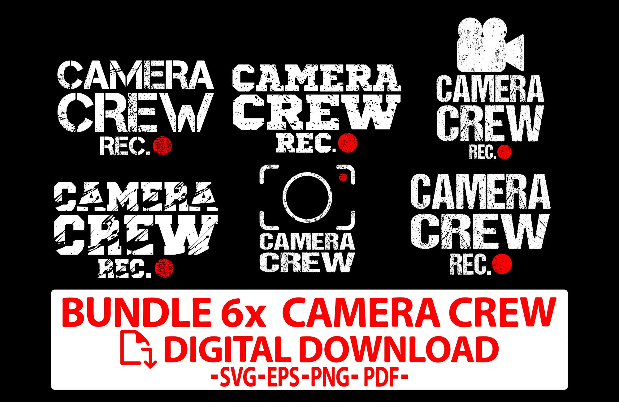 Camera Crew SVG Rec Producción Digital Descargar Etsy