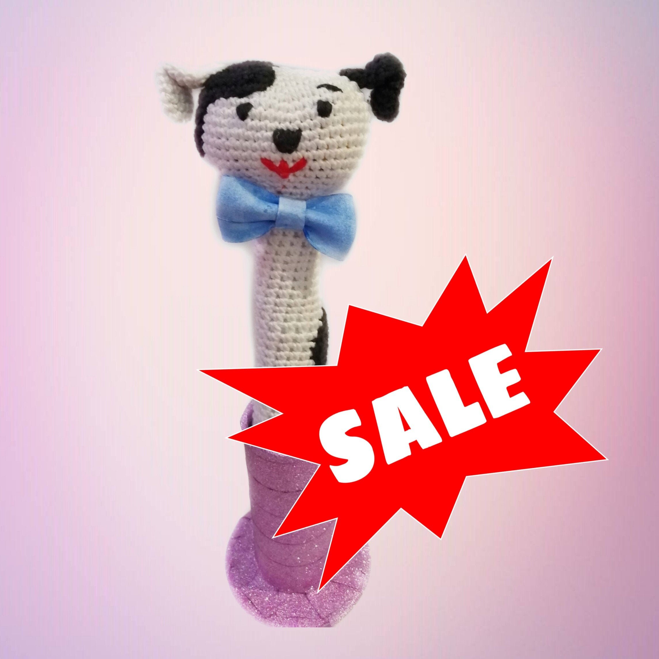 Dog Puppy Crochet dog Rattle dog White dog handmade toy Etsy