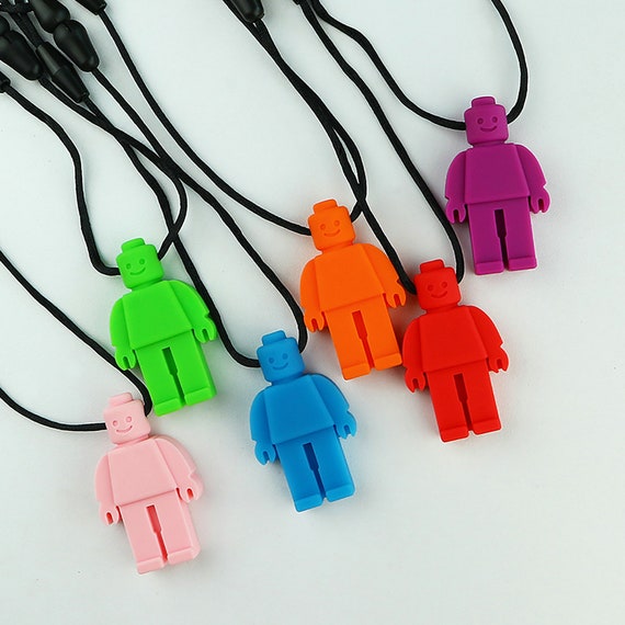 New Teeth Necklace Baby Teether Autism Sensory Chew BPA Free Silicone Robot Toy