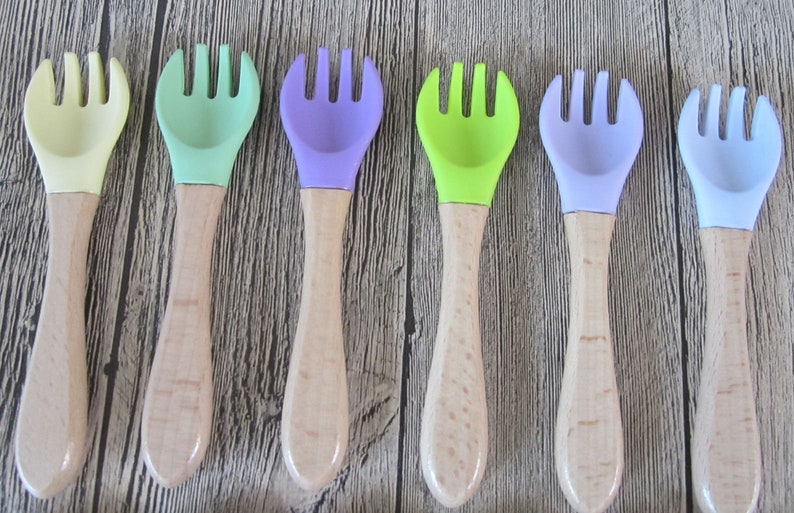 Spoon and Fork Set baby Toddler Organic Bamboo Feeding Spoons Etsy