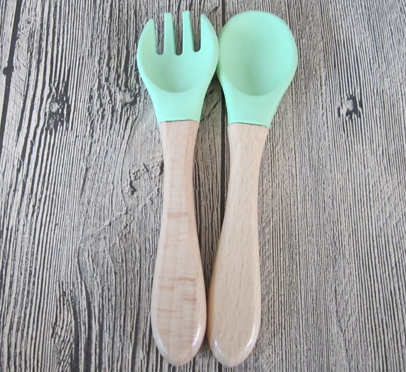 Spoon and Fork Set baby Toddler Organic Bamboo Feeding Spoons Etsy