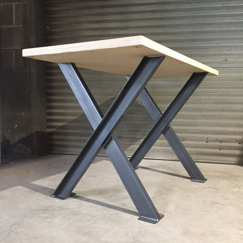 Metal table legs Criss Cross style channel steel set of 2 Etsy