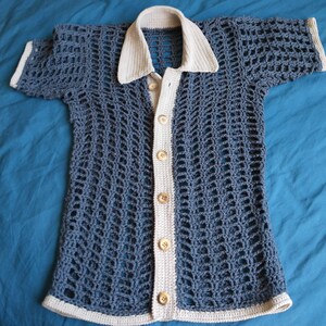 handmade linen crochet summer shirt