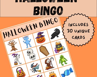 Printable Halloween Bingo Cards for Kids- Halloween Game for Party or Classroom