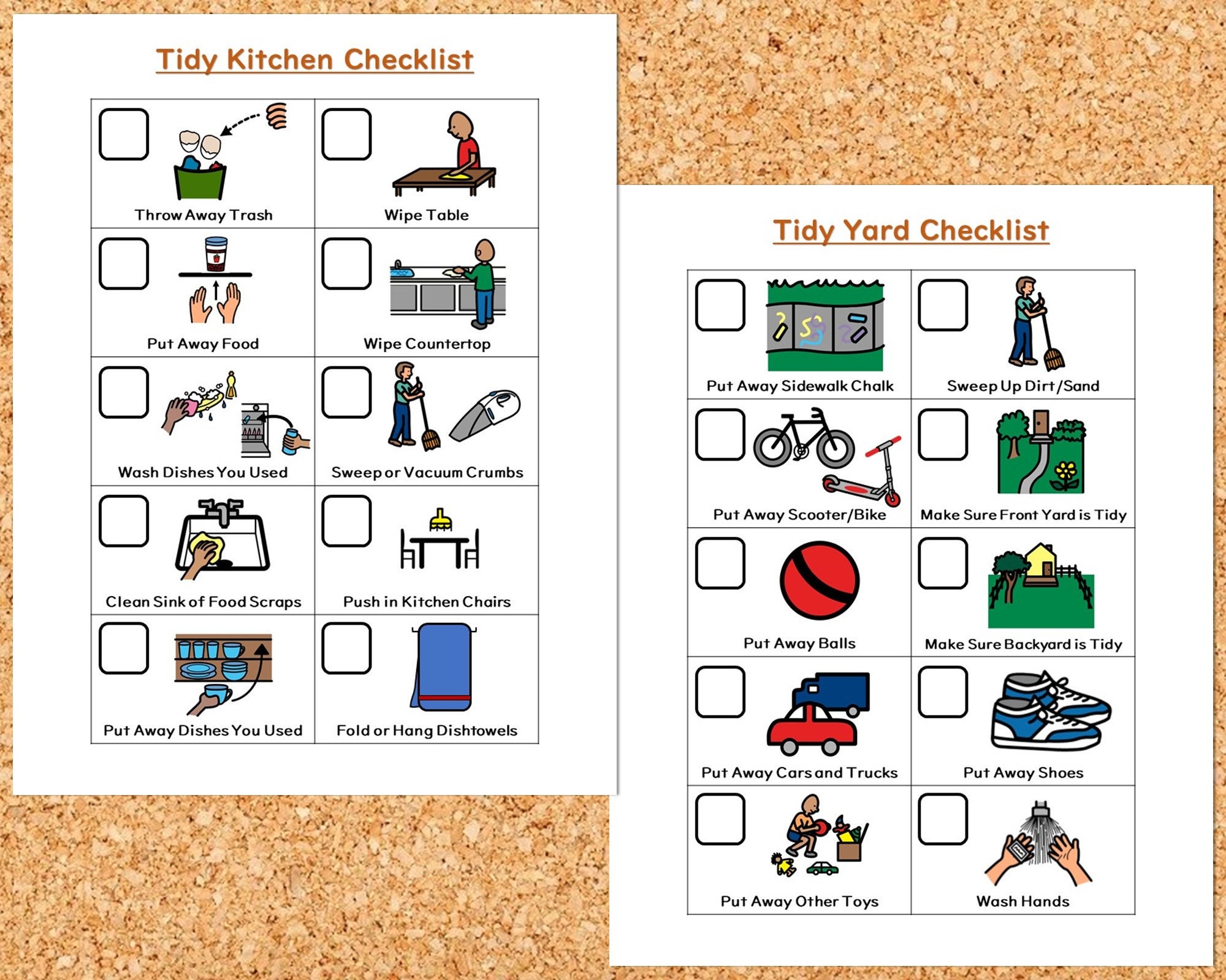 Printable Kids Tidying Checklists With Pictures - Etsy
