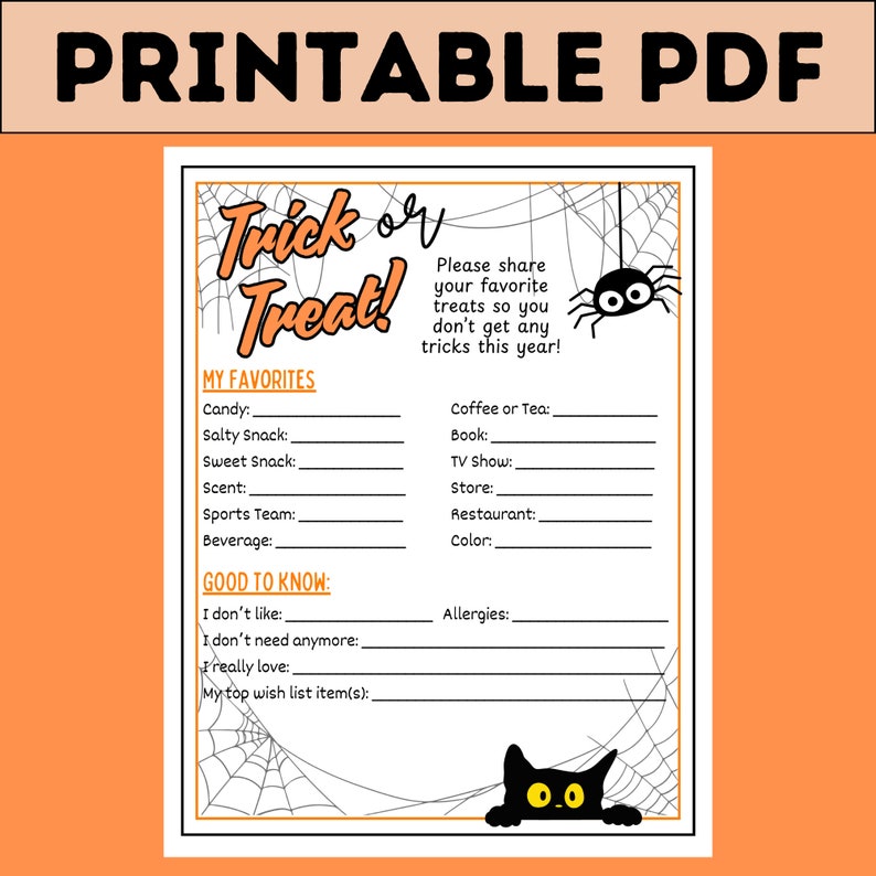 Boo Basket Questionnaire Boo Buddies Gift Questionnaire Etsy