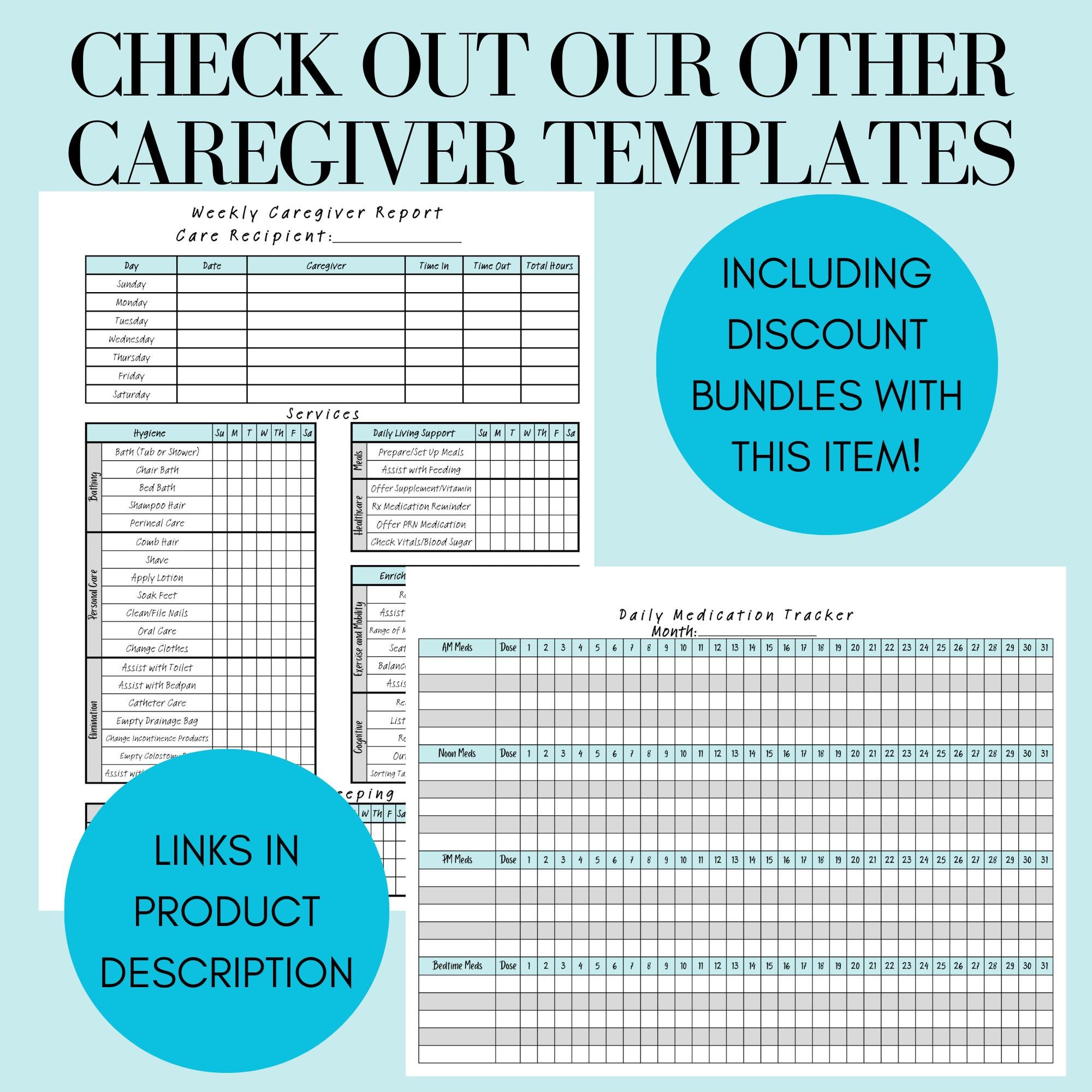 BUNDLE: Weekly Caregiver Checklist AND Daily Caregiver Log - Etsy