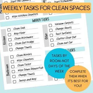 Realistic weekly cleaning and tidying schedule for working moms and busy people.