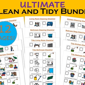 Kids Chore Chart Printable Bundle / Summer Chore Chart / Cleaning List / Room Reset Tidying List