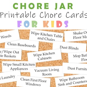 Printable Chore Cards for Kids - Etsy
