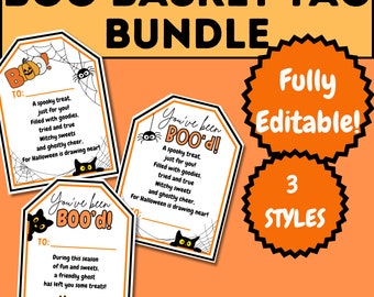 Editable "You've Been Booed" Halloween Basket Tag for Boo Basket, Spooky Basket, or Halloween Treat Bag