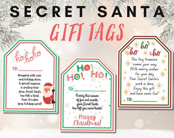 Printable Secret Santa Gift Tags / Editable Secret Santa Tags