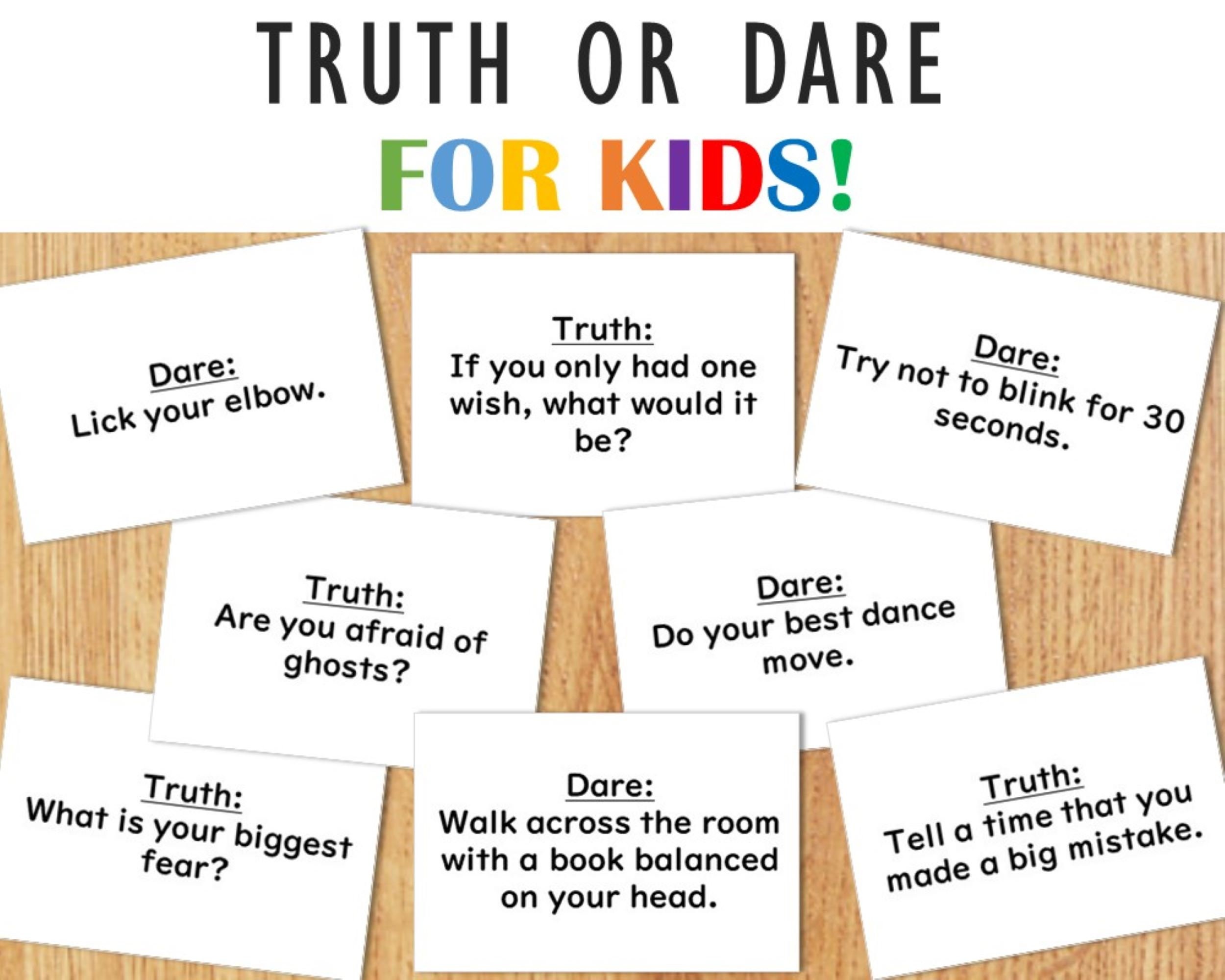 Truth Or Dare Printable Game For Kids - Etsy Uk