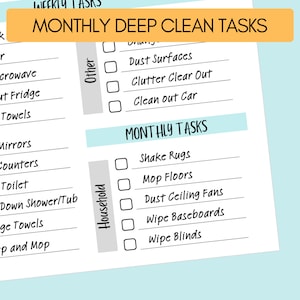 Monthly cleaning tasks to keep your house clean. Realistic schedule for working moms.