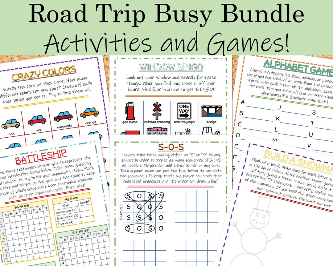 Printable Road Trip Activities for Kids - Etsy