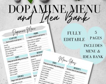 Dopamine Menu- Fully Editable and Printable Aesthetic Dopamenu