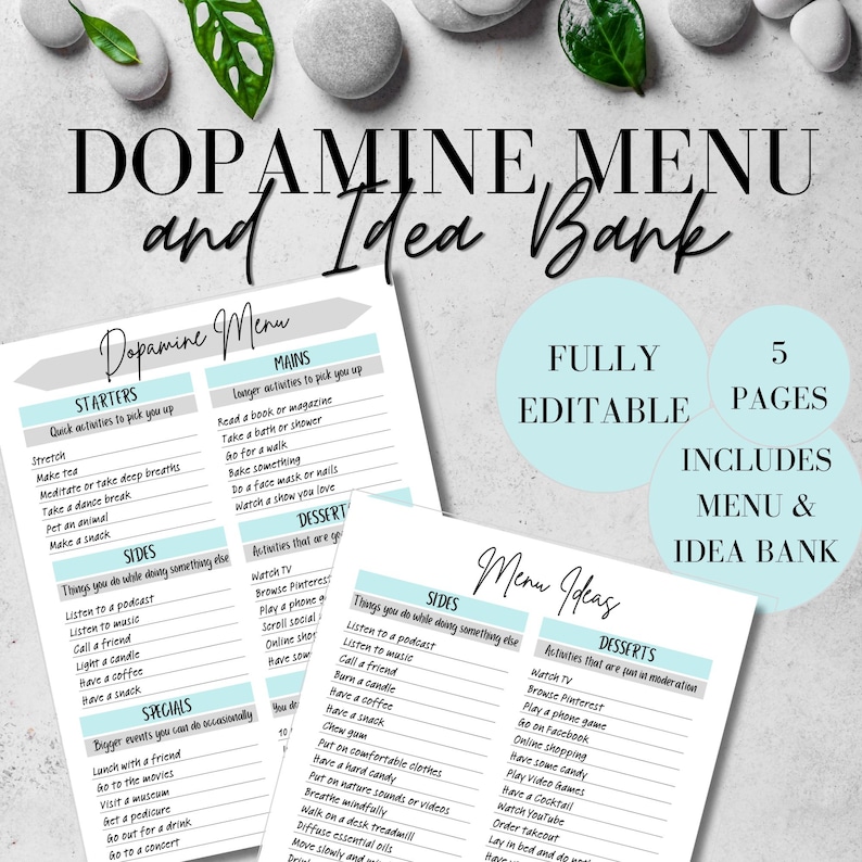 Dopamine Menu- Fully Editable and Printable Aesthetic Dopamenu - Etsy