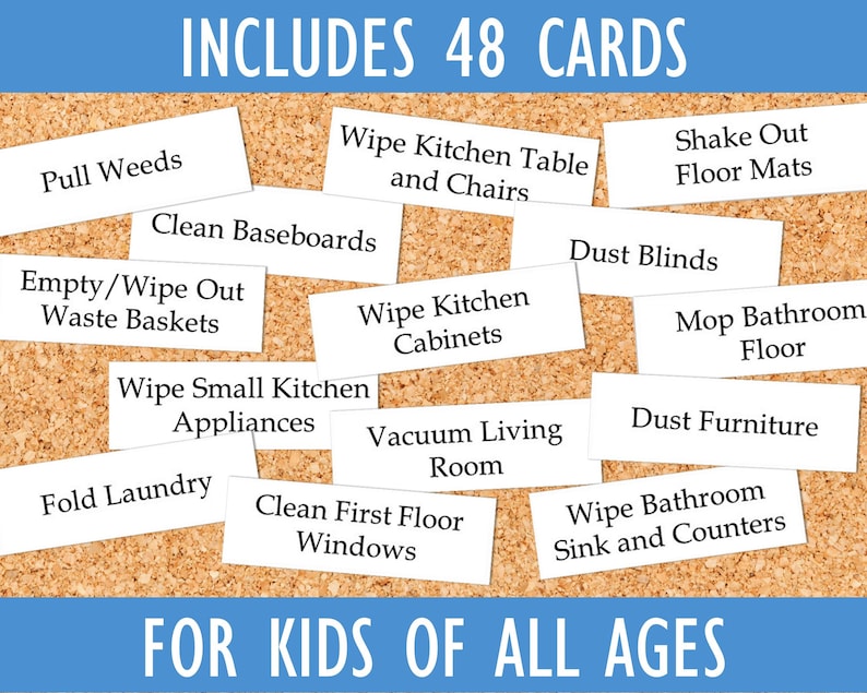 Printable Chore Cards for Kids - Etsy