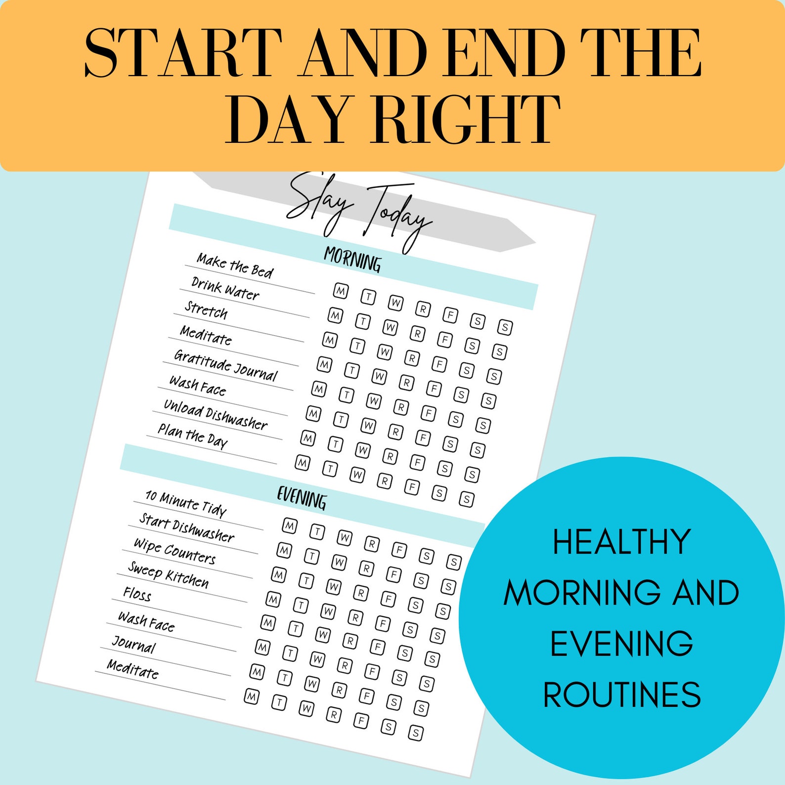 Well Rounded Daily Routine Builder Slay the Day Morning and Evening Healthy Habit Routine Builder and ...