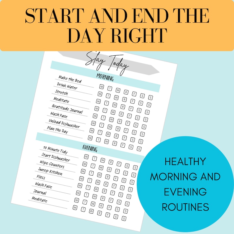 Slay the Day Morning and Evening Healthy Habit Routine Builder and ...