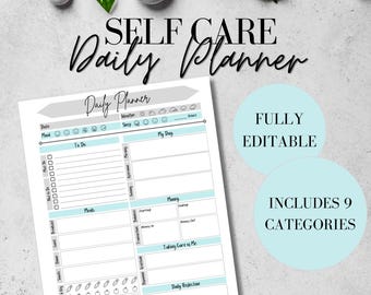 Self Care Planner & Journal for Adults / Daily Planner with To Do List, Fitness Tracker, Food Journal, Mood Tracker, Daily Reflection!
