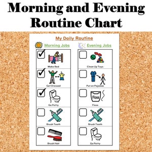 Cuadro de rutina matutina y vespertina para niños