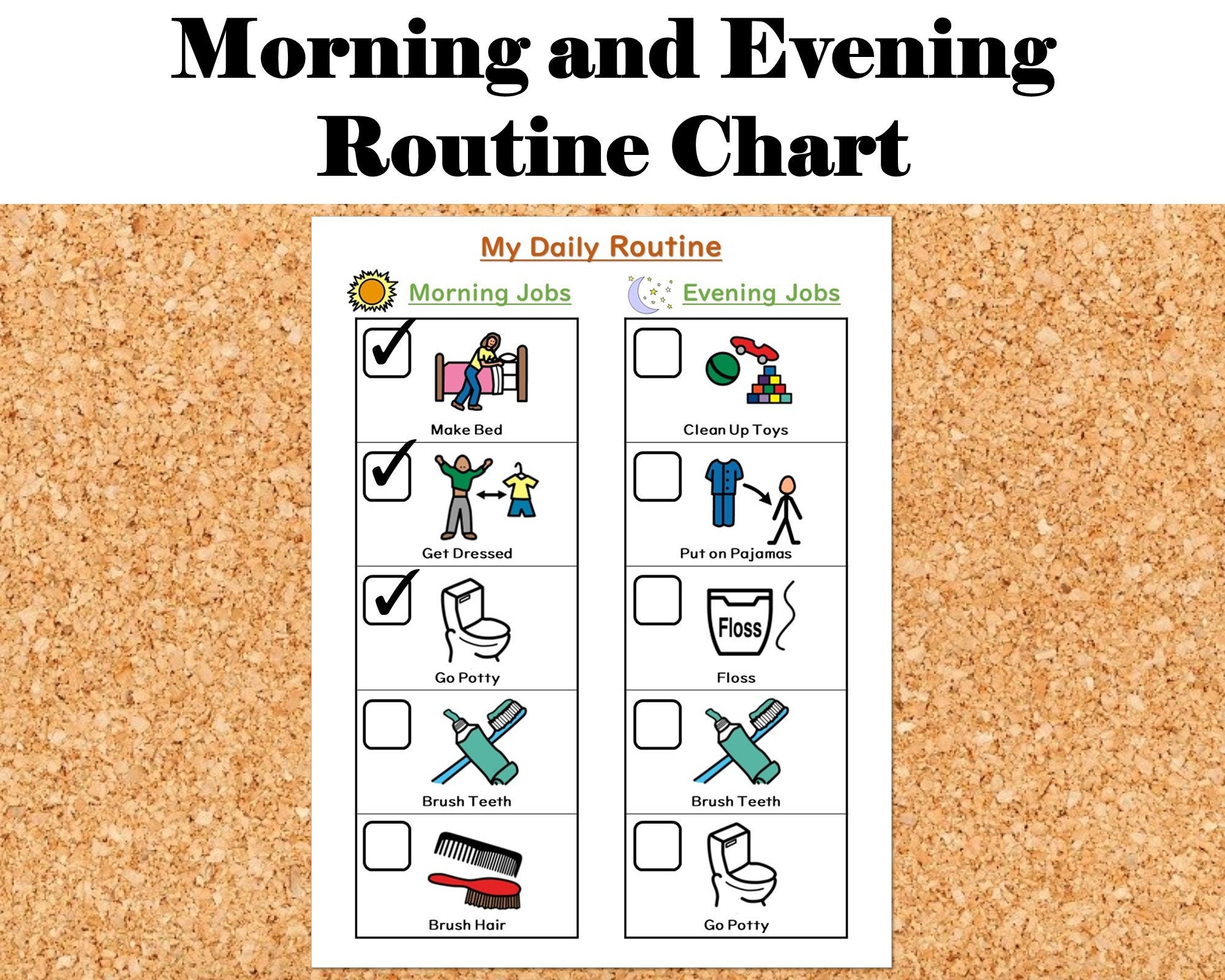 morning-and-evening-routine-chart-for-kids-etsy