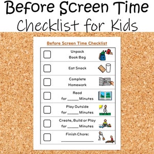 Gráfico antes do tempo de tela para crianças (versão depois da escola)