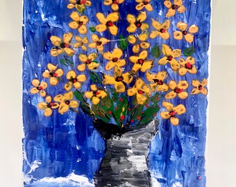 Still Magnolias Decorative Hand Painted Stained Glass Vase