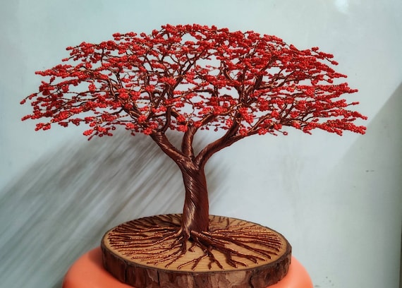 Tree of Love Lovely Looking Red Colour Wire Tree With Wooden | Etsy