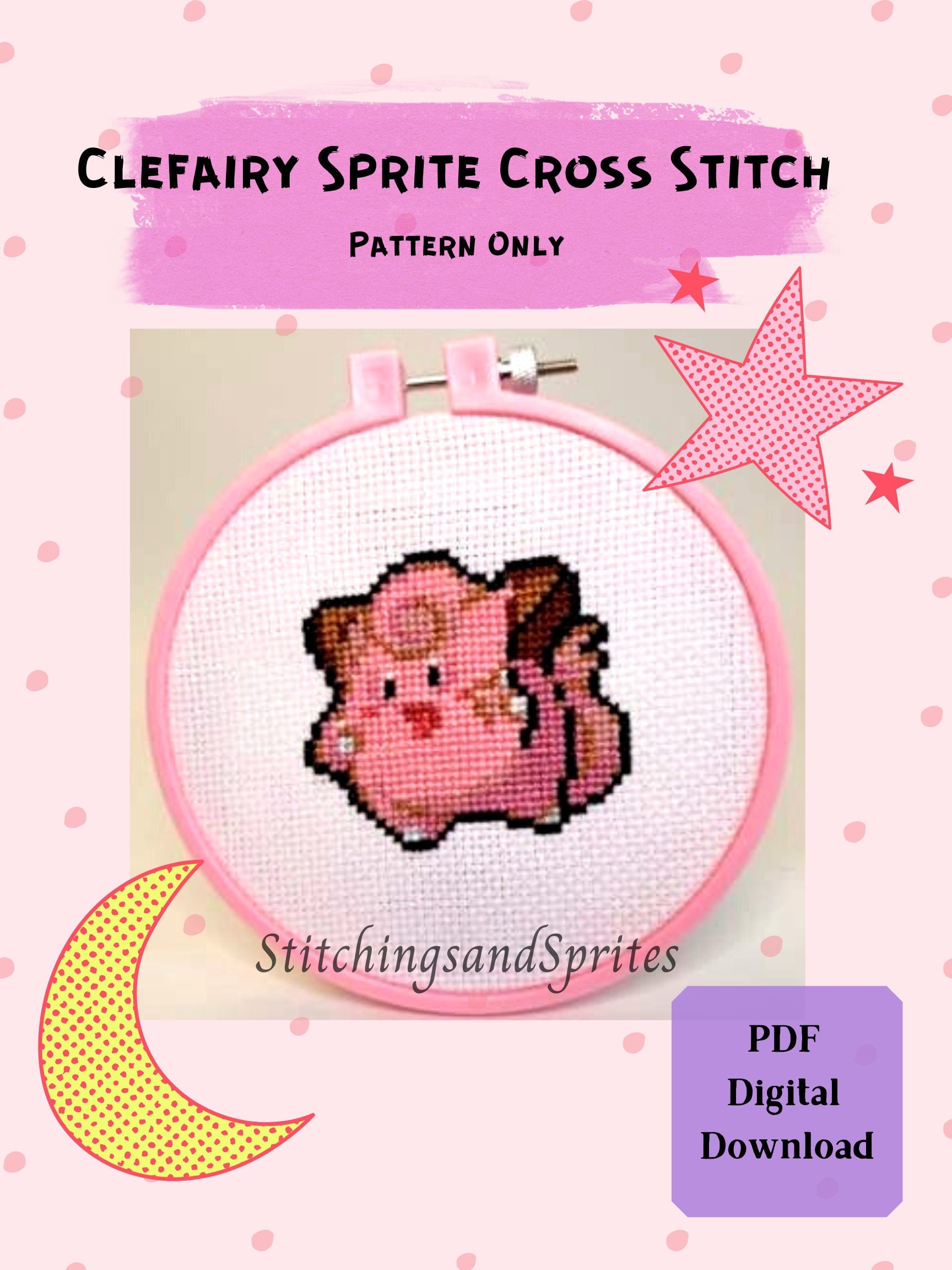 Clefairy Sprite Cross Stitch Pattern - Etsy