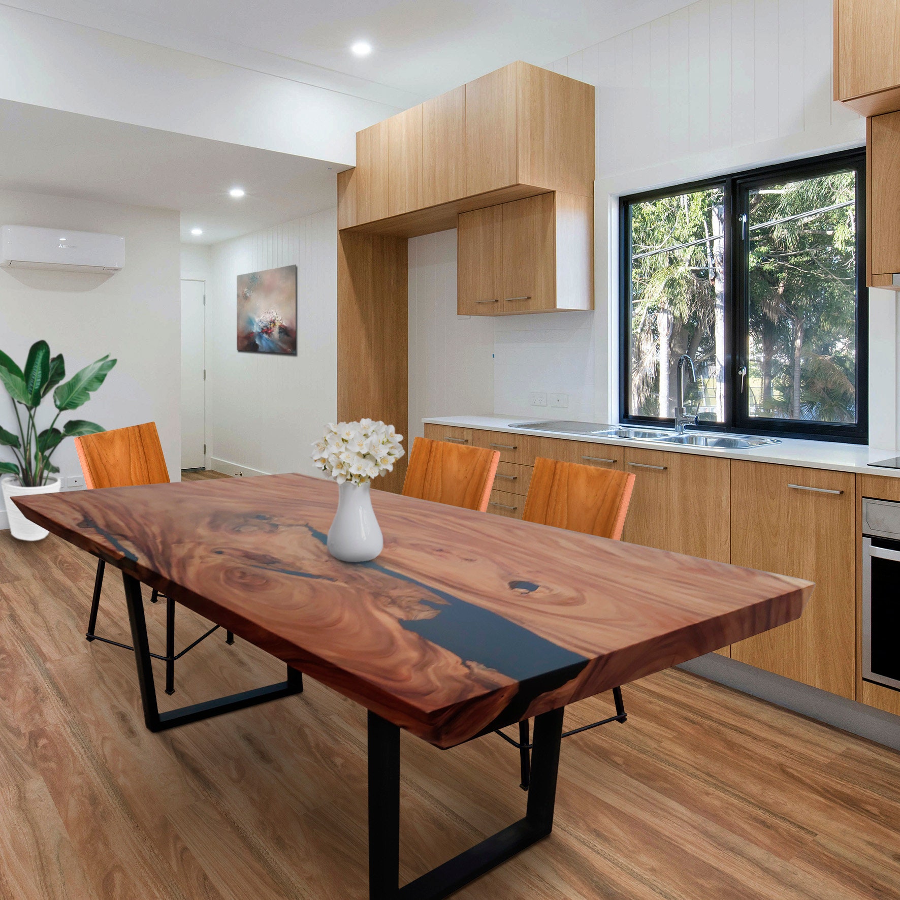 Acacia wood dining room table hot sale