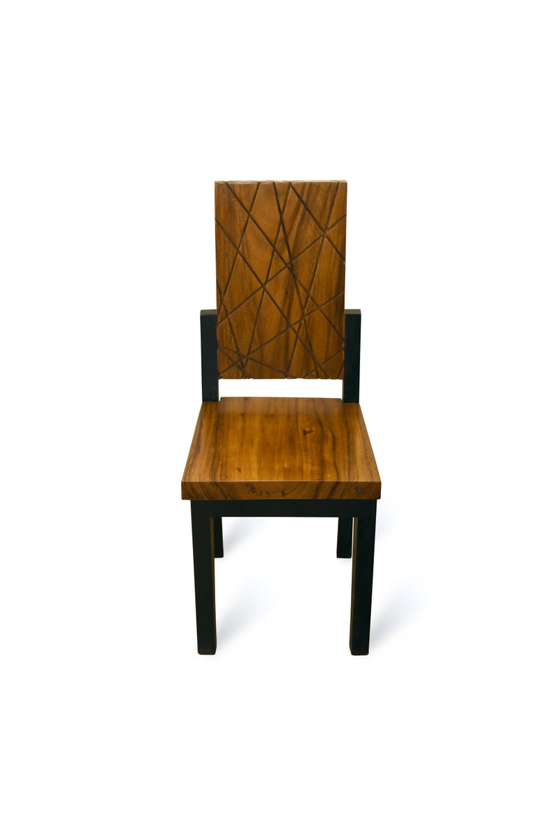 Solid Wood Chair With Wood Legs, Dining Chair, Natural Monkey Pod