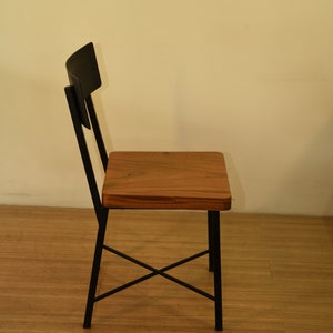Solid Wood Chair Metal Back Rest Dining Chair Home Office - Etsy
