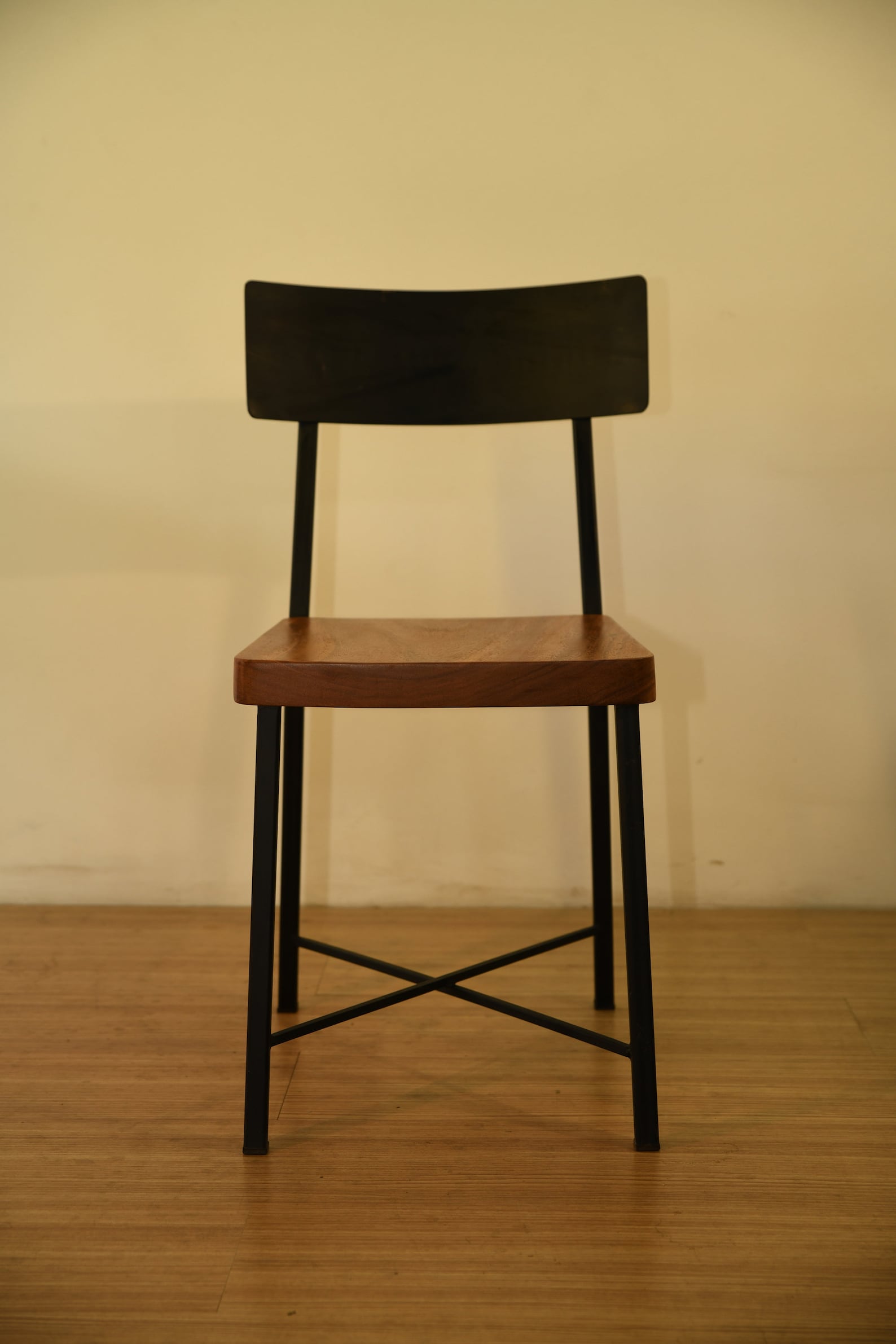 Solid Wood Chair Metal Back Rest Dining Chair Home Office - Etsy