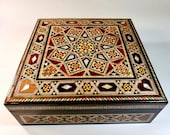 Mother of Pearl Christmas Gift Mosaic Box Chocolate Box, Memory Box Wooden Marquetry, Jewelry Box Gift for her
