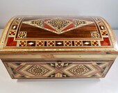 2 Layered Handmade Mosaic Jewelry Box with Key, Christmas Gift, Marquetry Memory Box, Lock Box, Birthday Gift for her, Gift for Daughter