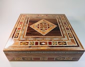 Handmade Wooden Storage Box, Anniversary Gift for Her, Marquetry Jewelry Box, Christmas Chocolate Box packaging