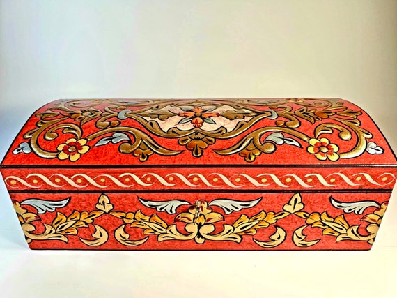 Painted Jewelry Box Mothers Gift Handmade 3d Floral Design Etsy